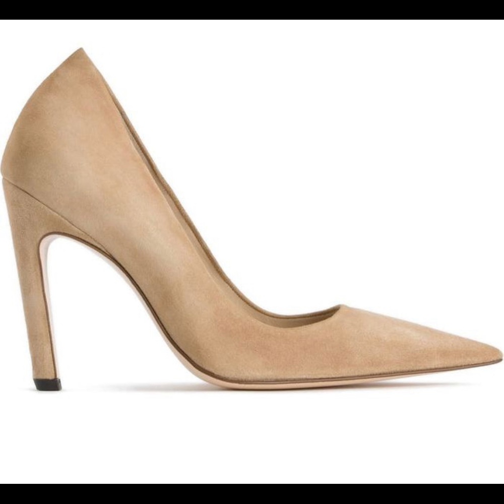 GOOD AMERICAN The Icon Pointed Toe Suede Nude Pump  size 7
